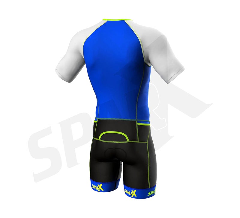 sparx بدلة سباق ترياثلون سباركس للرجال النخبة بدلة قصيرة الأكمام (2XL) زرقاء - Image 4